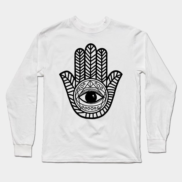 hand of hamsa evil eye Long Sleeve T-Shirt by livania